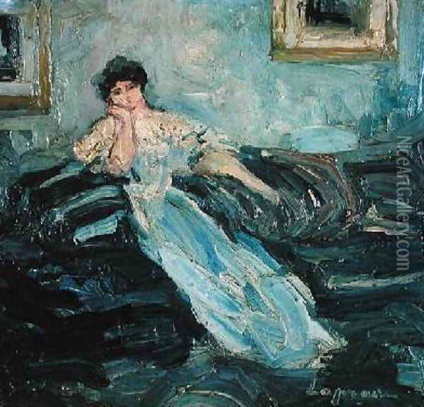 Woman in an Interior Oil Painting - Pierre Laprade
