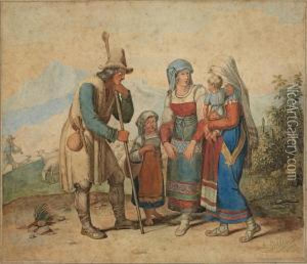 Italienischebauernfamilie Oil Painting - Johannes Riepenhausen