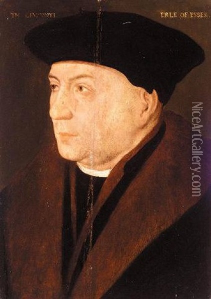 Portrait Of Thomas Cromwell, 1st Earl Of Essex, Wearing A Cloak And A Black Hat Oil Painting - Hans Holbein the Younger