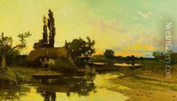 Cottage Near Pond Oil Painting - John Horace Hooper