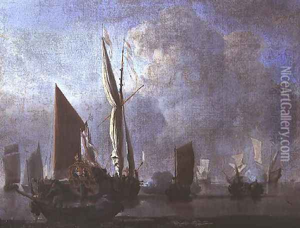Naval Battle 2 Oil Painting - Willem van de Velde the Younger