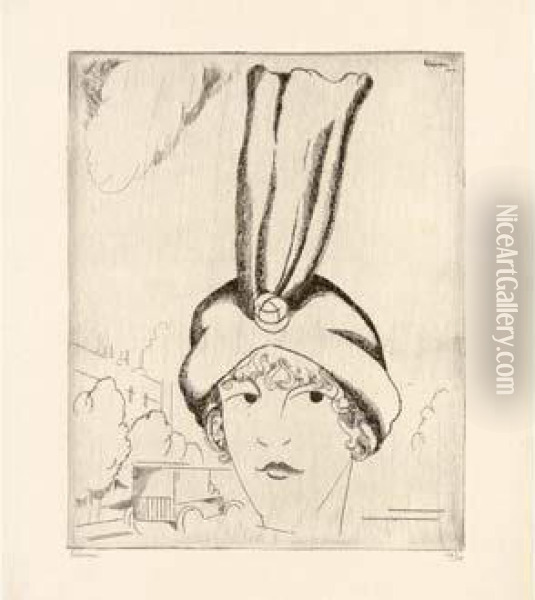 Le Chapeau De Velours / The Velvet Hat. 1914 Oil Painting - Jean Emile Laboureur