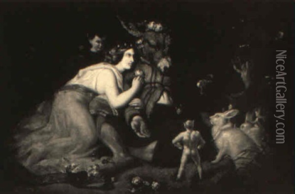 Titania Crowning Bottom Oil Painting - Charles Landseer