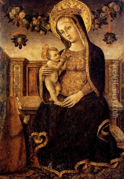 Madonna Con Il Bambino Oil Painting - Pietro Alamanno