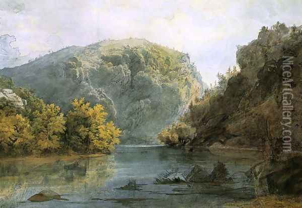 The Delaware Water Gap Oil Painting - Karl Bodmer