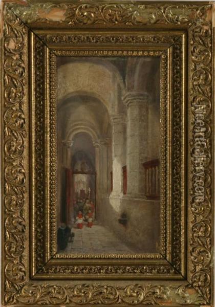 Interior Fran Varnhems Kloster Oil Painting - Frans Wilhelm Odelmark
