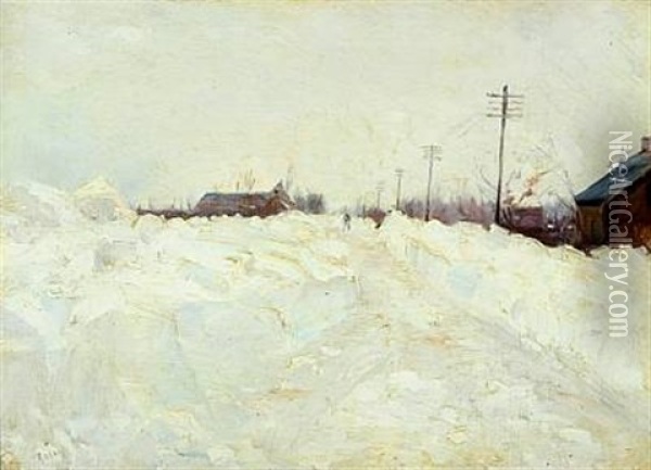 Winterscape With Large Snowdrifts Oil Painting - Laurits Andersen Ring