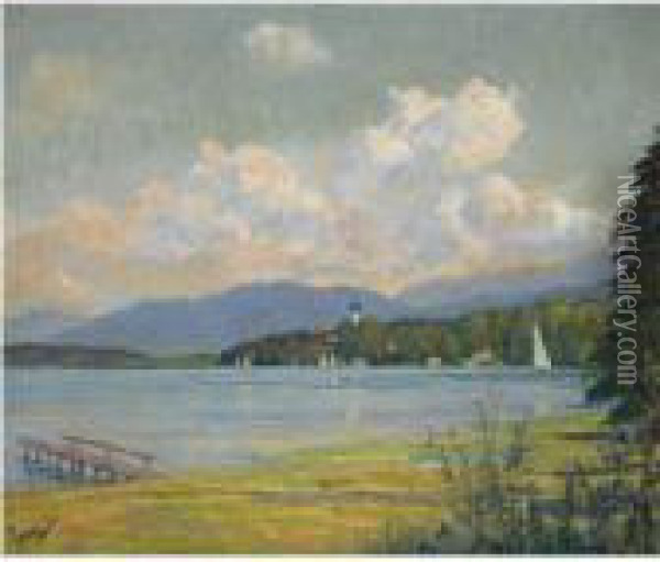 Am Starnberger See (lake Starnberg) Oil Painting - Edward Alfred Cucuel