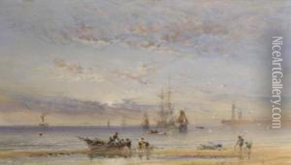 Fishing Boats Off Whitby Oil Painting - George Weatherill