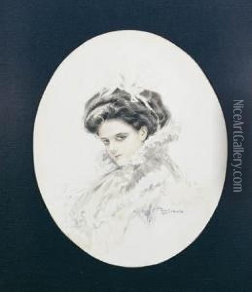 Portrait Of Mrs Leonard Dodds Oil Painting - Thomas William Roberts