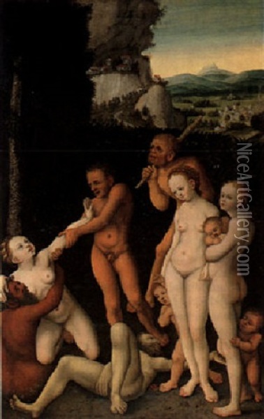 Vice And Virtue Oil Painting - Lucas Cranach the Elder