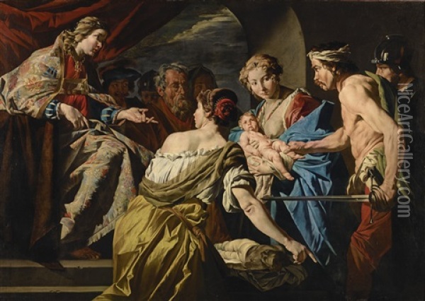 The Judgement Of Solomon Oil Painting - Mathaeus Stomer the Elder