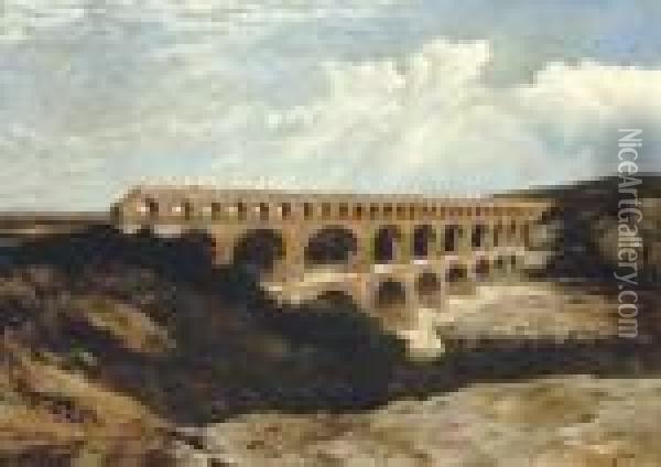 Le Pont Du Gard Oil Painting - Frederick Richard Lee