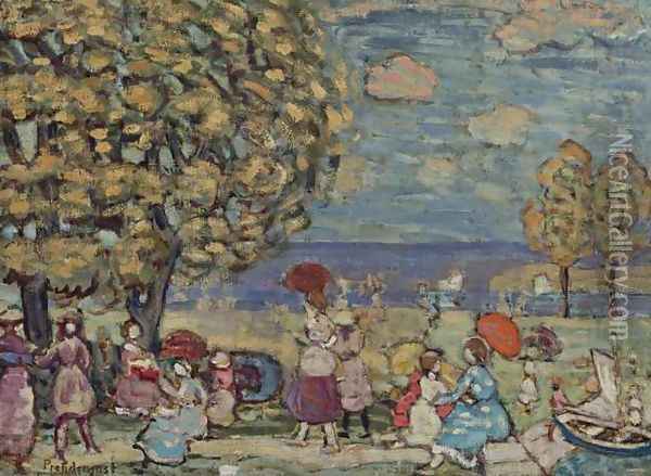 Peaches Point Oil Painting - Maurice Brazil Prendergast