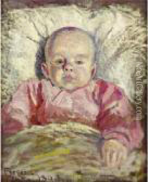 Portrait De Frederic Luce, Bebe Oil Painting - Maximilien Luce