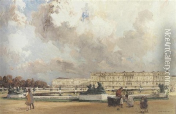 Chateau De Versailles Oil Painting - Jules Eugene Pages