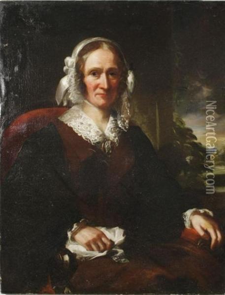 Portrait Of A Lady Oil Painting - James W. Morris