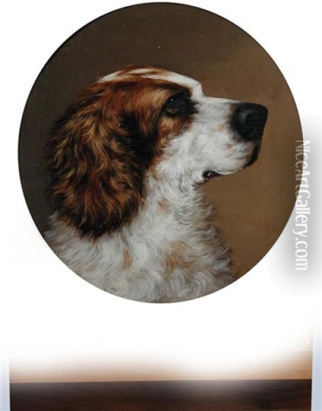 Study Of A Leonberger (+ Study Of A Spaniel; Pair) Oil Painting - George Earl
