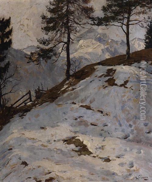Blick Auf Die Alpspitze Im Winter Oil Painting - Robert Franz Curry