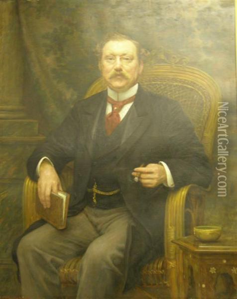 Portrait Of A Gentleman Oil Painting - Arthur Trevor Haddon