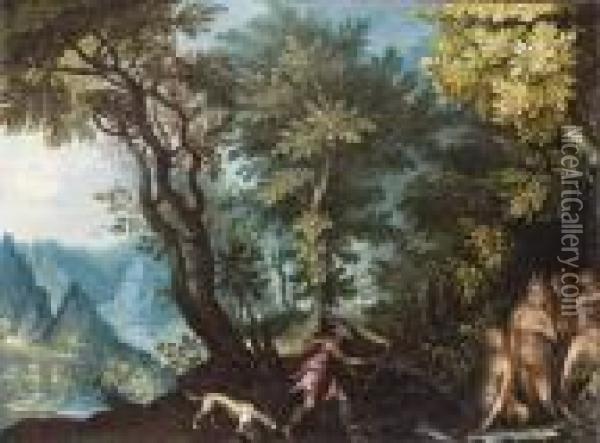 Diana Und Aktaon In Einer Waldlandschaft Oil Painting - Jan The Elder Brueghel