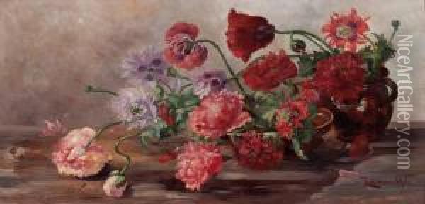 Stillleben Mit Wiesenblumen In Topfen Oil Painting - Hermine Von Janda