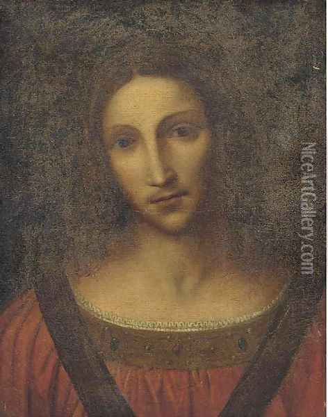 Head of a female Saint Oil Painting - Leonardo Da Vinci