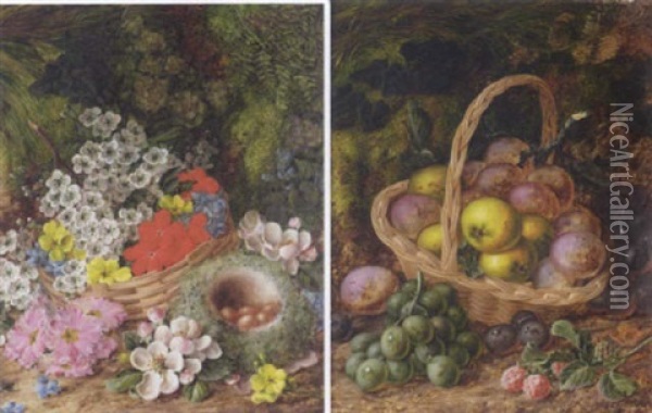 Still Life With A Basket And Fruit Oil Painting - Vincent Clare