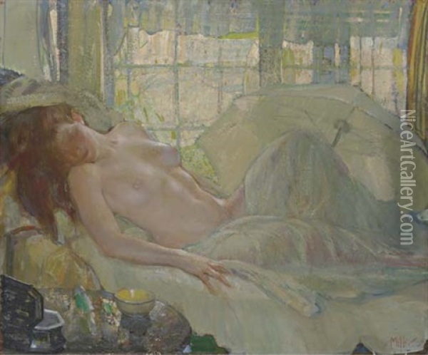 Reclining Nude Oil Painting - Richard Edward Miller
