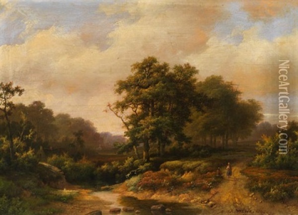Landschaft Mit Bachlauf Oil Painting - Marinus Adrianus Koekkoek