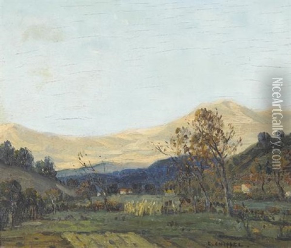 Herbstliche Landschaftspartie Bei Villeneuve-sur-loube Oil Painting - Edouard Chappel