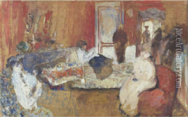 Dans La Chambre Rouge Oil Painting - Jean-Edouard Vuillard