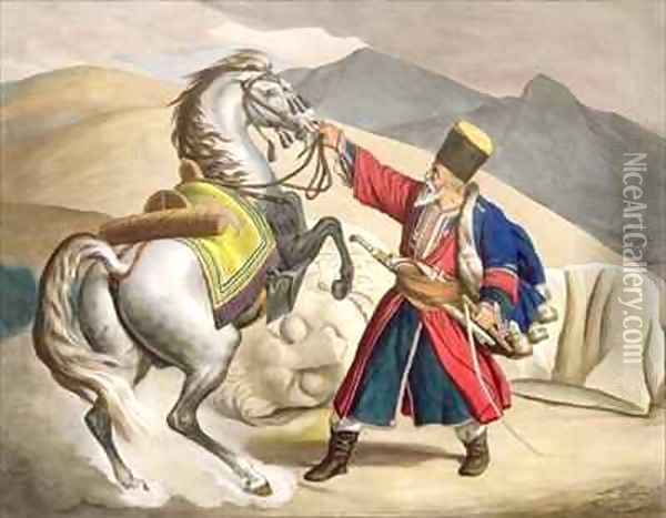 A Tartar with his Horse Oil Painting - Louis Dupre