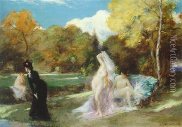 Apres La Nage (autumn) Oil Painting -  Carolus-Duran