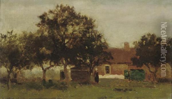 A Cottage Under Trees Oil Painting - Jan Hendrik Weissenbruch