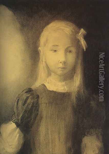 Portrait of Mademoiselle Jeanne Roberte de Domecy 1905 Oil Painting - Odilon Redon