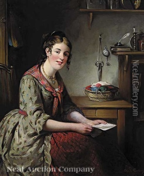 The Letter Oil Painting - Edwin Thomas Roberts