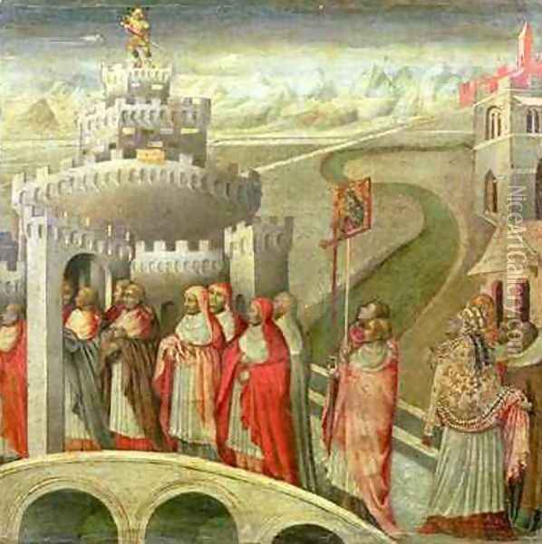 Procession of St Gregory to the Castel St Angelo Oil Painting - Paolo di Grazia Giovanni di