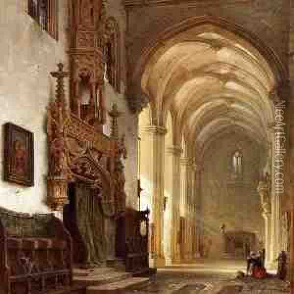 View Of The Lorenzkirche In Nurnberg Oil Painting - Franz Stegmann