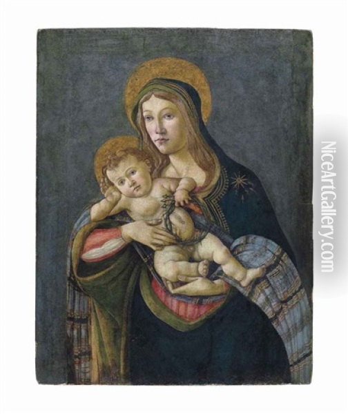 The Madonna And Child With The Crown Of Thorns And Three Nails Oil Painting - Sandro Botticelli