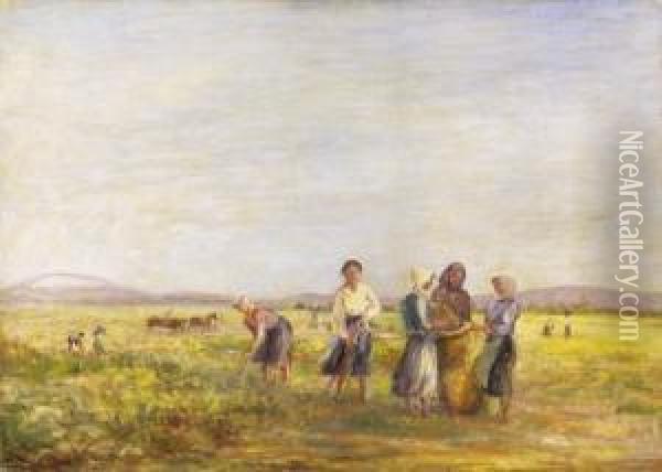 In The Field Oil Painting - Josef Karoly Kernstok