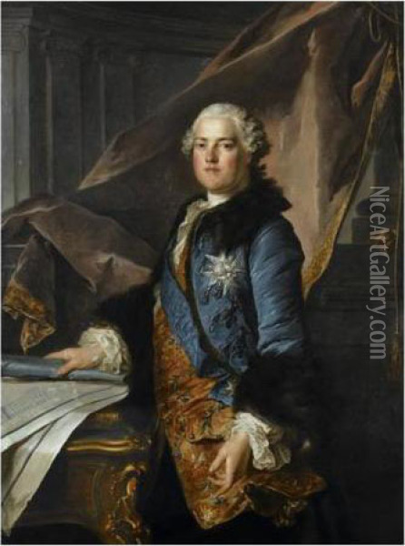 Portrait Du Marquis De Marigny (1727 -1781) Oil Painting - Louis Tocque