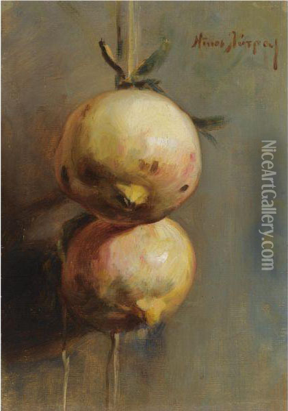 Pomegranates Oil Painting - Nicholaos Lytras