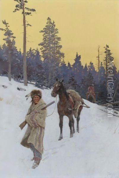 After The Hunt Oil Painting - Henry Farny
