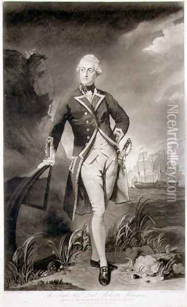 Portrait of Lord Robert Manners 1758-82 Captain of HMS Resolution, engraved by William Dickinson 1746-1823 pub. 1783 Oil Painting - Sir Joshua Reynolds