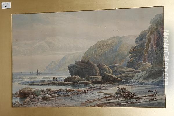 Coastal Scene (possibly Devon?) Oil Painting - James Elliott