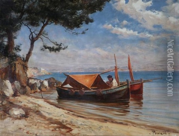 Pointu Au Mouillage Dans La Rade De Toulon Oil Painting - Victor Protais-Girard