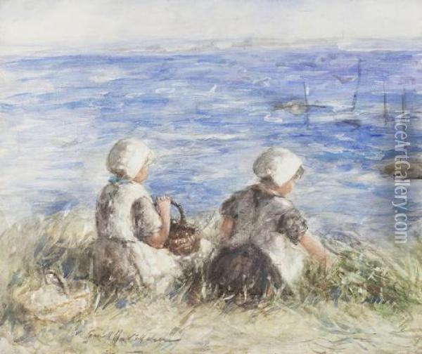 When The Sea Comes Up The Bents Oil Painting - Robert Gemmell Hutchison