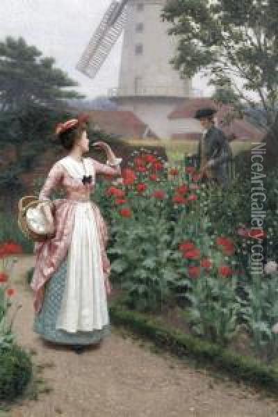 A Garden Of Poppies Oil Painting - Edmund Blair Blair Leighton