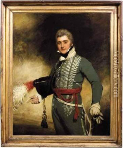 Portrait Of Lieutenant John David Duval (1773-1804) Of The 27th Light Dragoons Oil Painting - Thomas Phillips